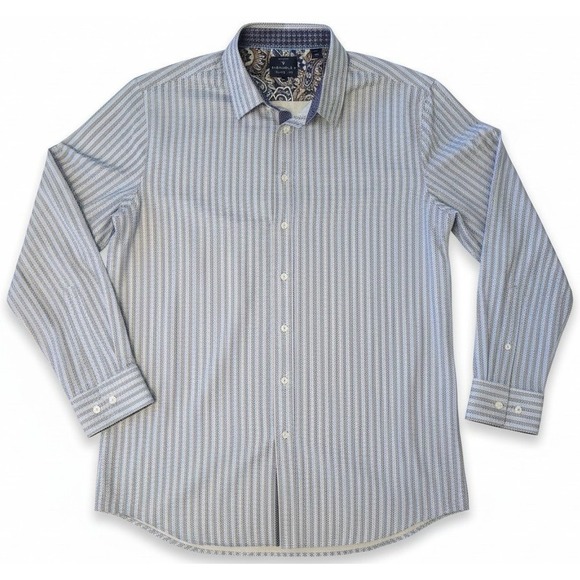 Con.Struct Other - Con.Struct Mens 4-Way Stretch Button Down Shirt 2XLT Blue White Striped L/S